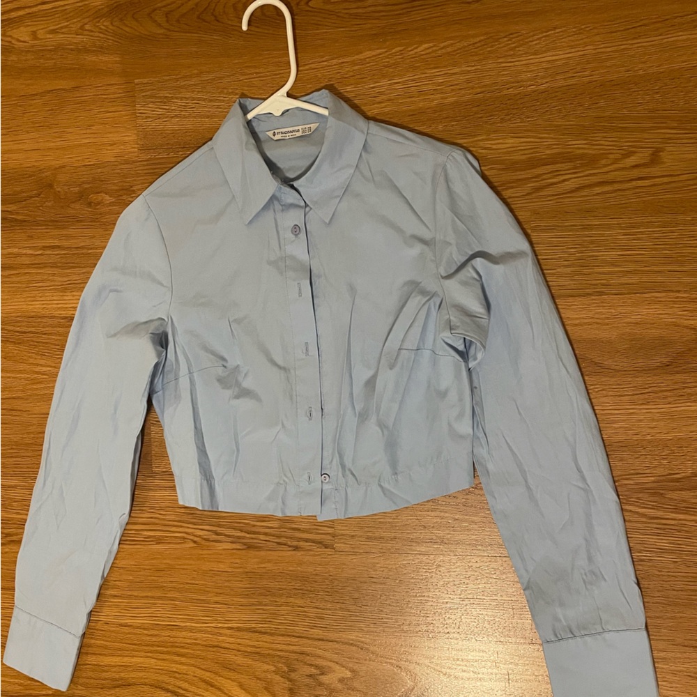 Stradivarius Sky Blue Collared Shirt